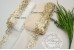 Sequin Lace, Gold, Flower Edge Trim, CREAM MESH - 1m length
